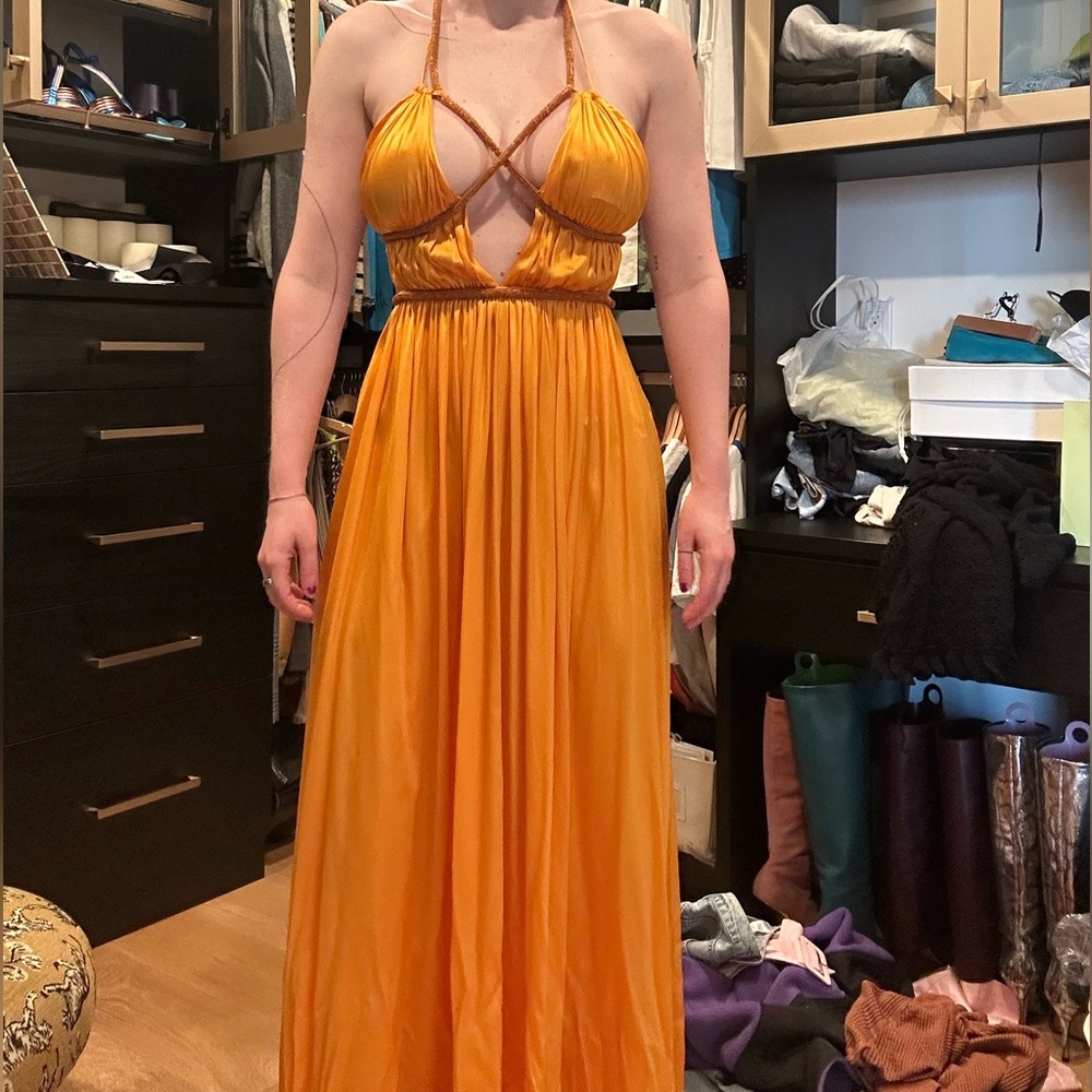 Cult Gaia Vibrant Marigold Backless Dress